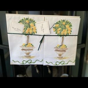 New- Hand painted lemon tree towels